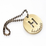 Hanging Metal Label 'Handmade' with Chain, 4cm (ΒΑ000402) Color Μπρονζέ /Bronze